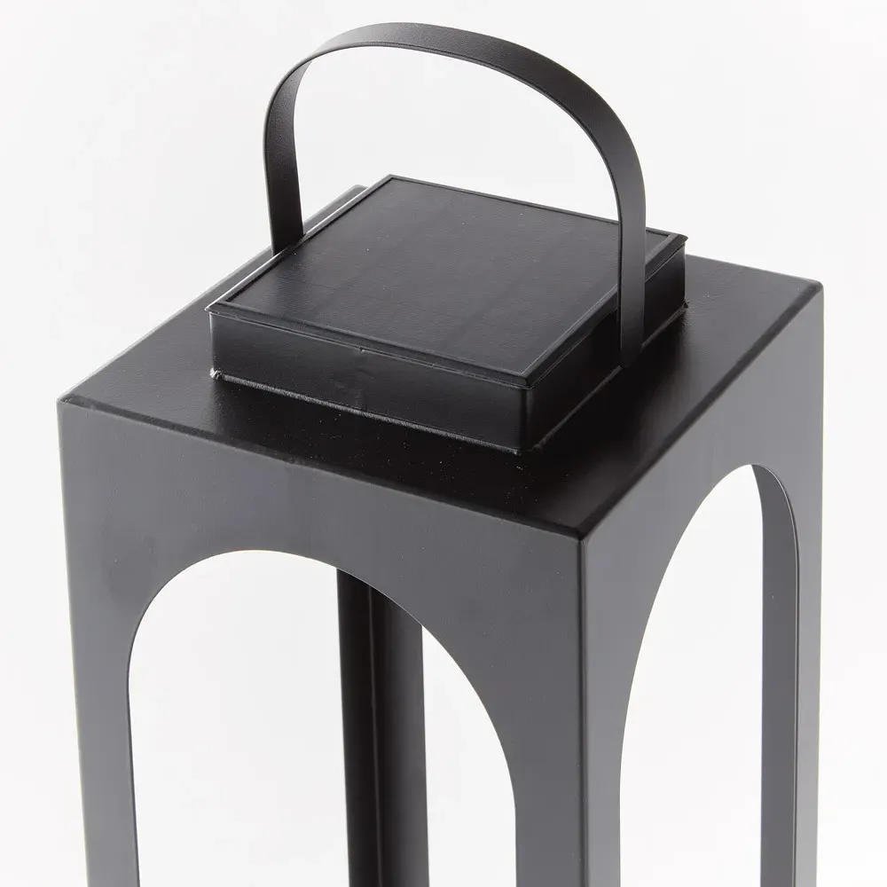 Briselle Large Solar Outdoor Lantern - Black, Metal
