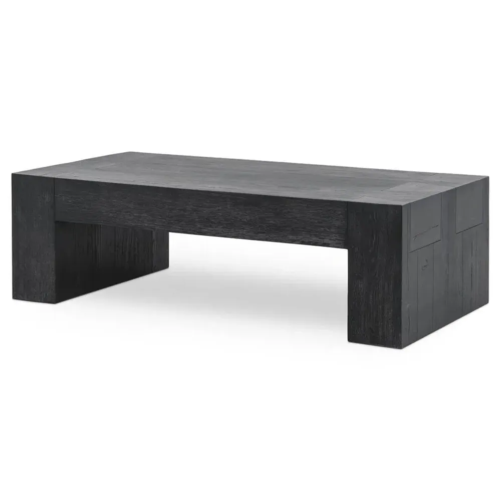 Brissy Rectangular Coffee Table - Black, Reclaimed Oak
