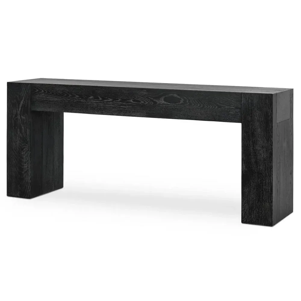 Brissy Rectangular Console Table - Black, Reclaimed Oak
