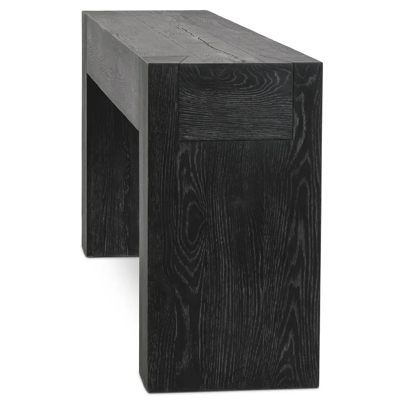 Brissy Rectangular Console Table - Black, Reclaimed Oak