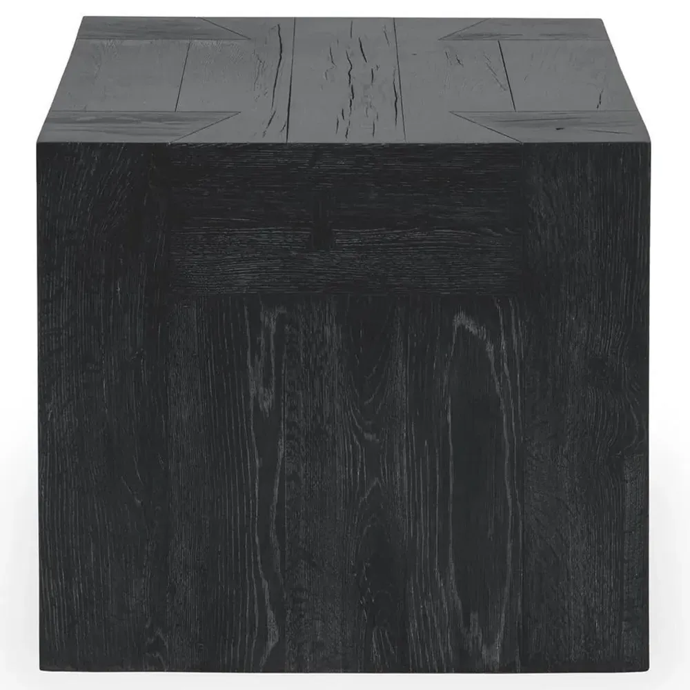 Brissy Square End Table - Black, Reclaimed Oak