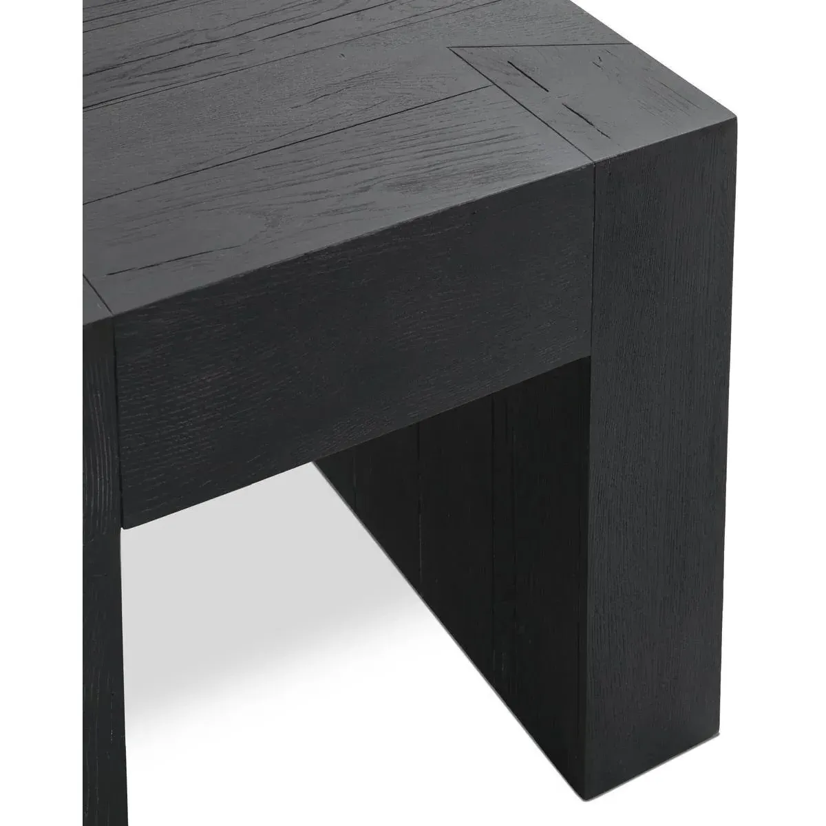 Brissy Square End Table - Black, Reclaimed Oak
