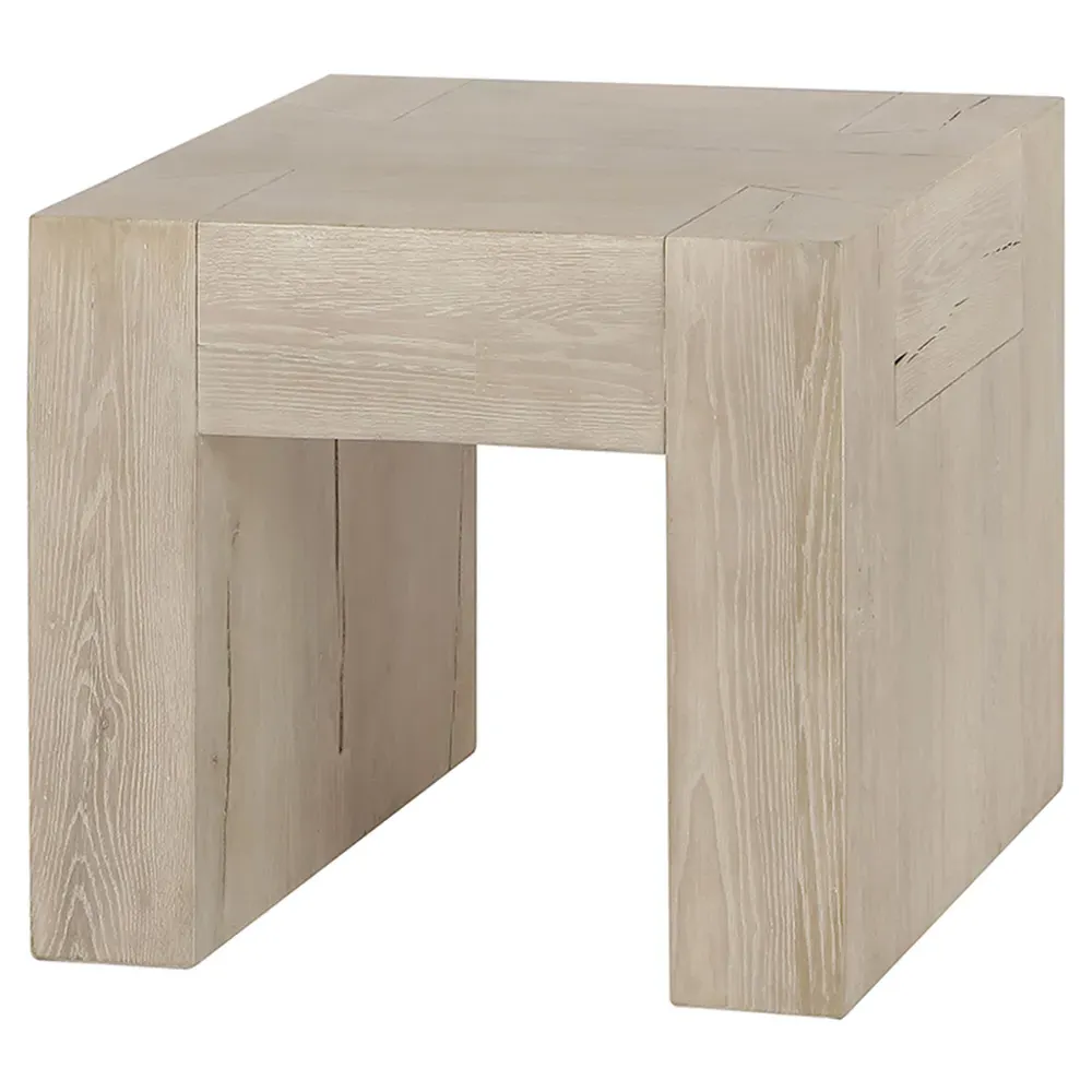 Brissy Square End Table - Cream, Oak