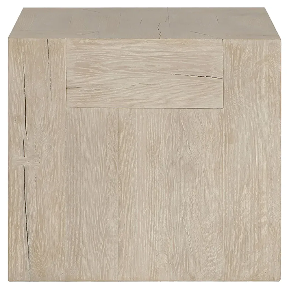 Brissy Square End Table - Cream, Oak