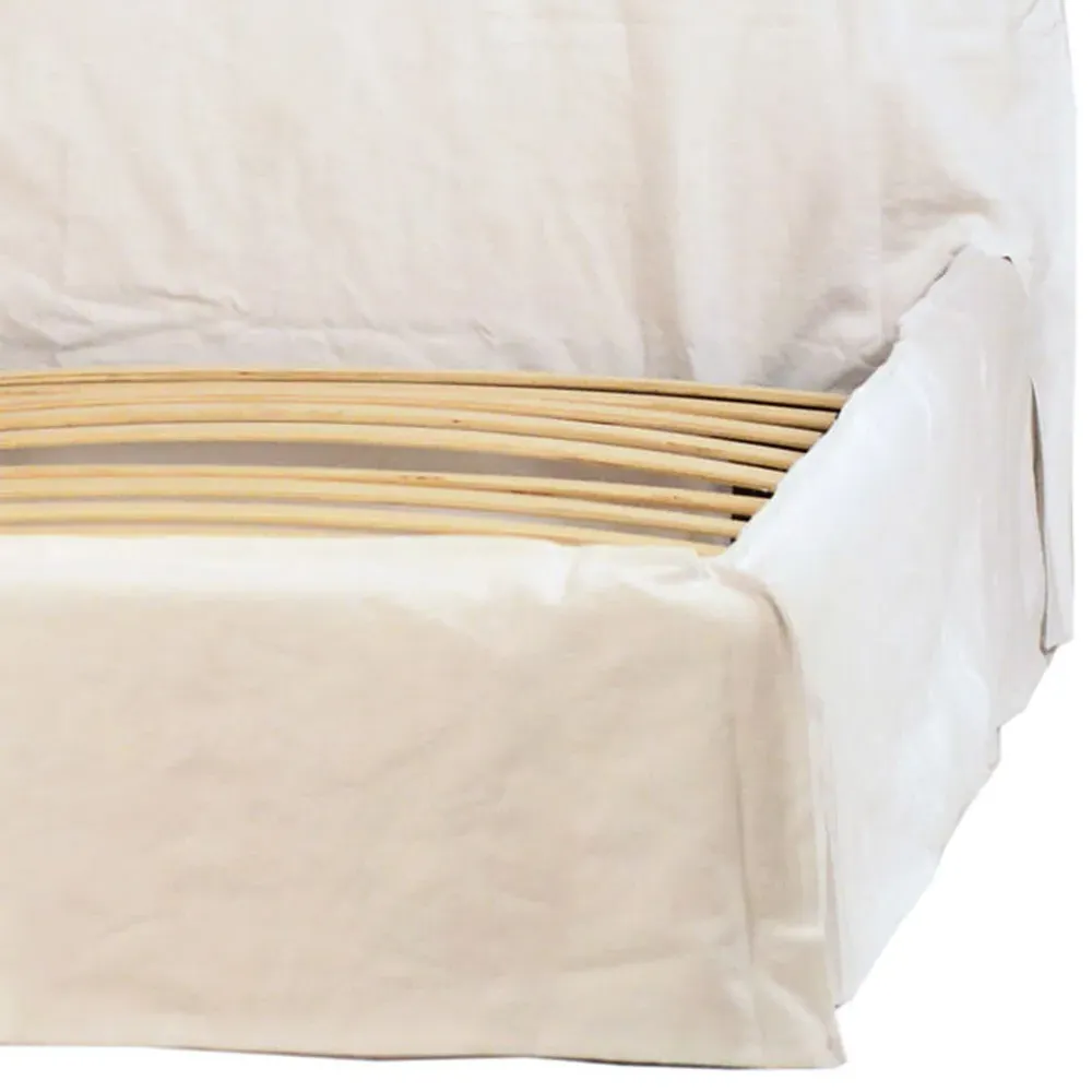 Britney Queen Size Slipcovered Bed Frame - White, Linen