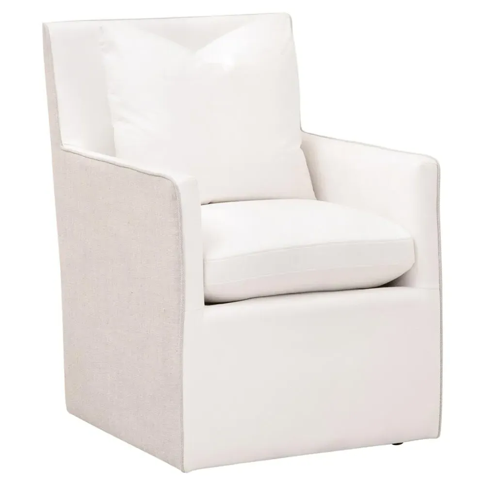 Brittany Dining Arm Chair - White, Performance Linen