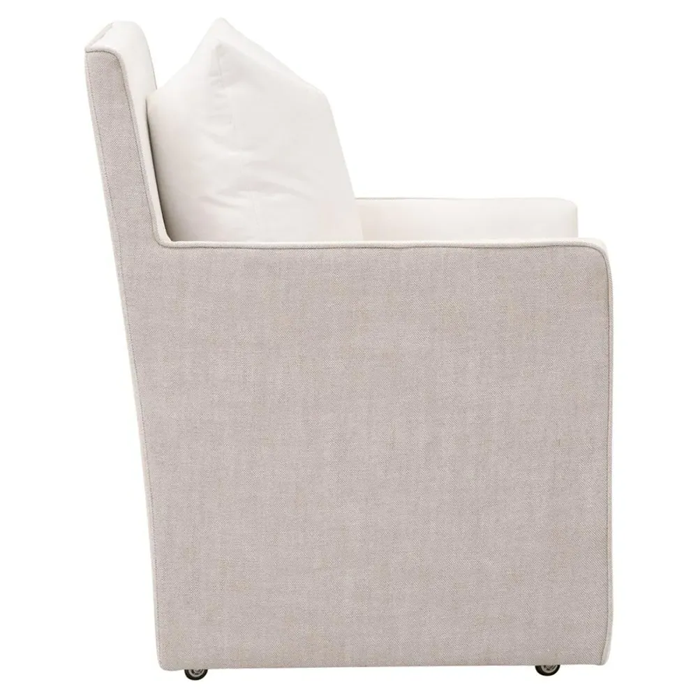 Brittany Dining Arm Chair - White, Performance Linen