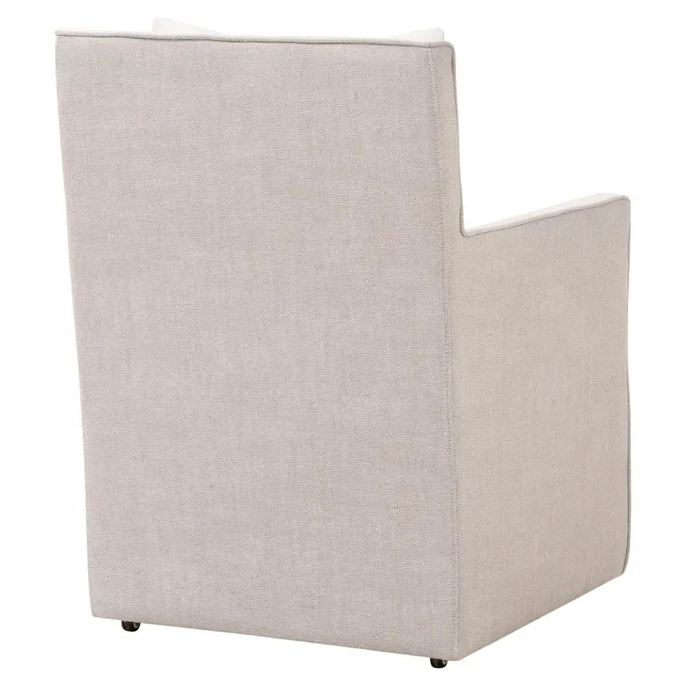 Brittany Dining Arm Chair - White, Performance Linen