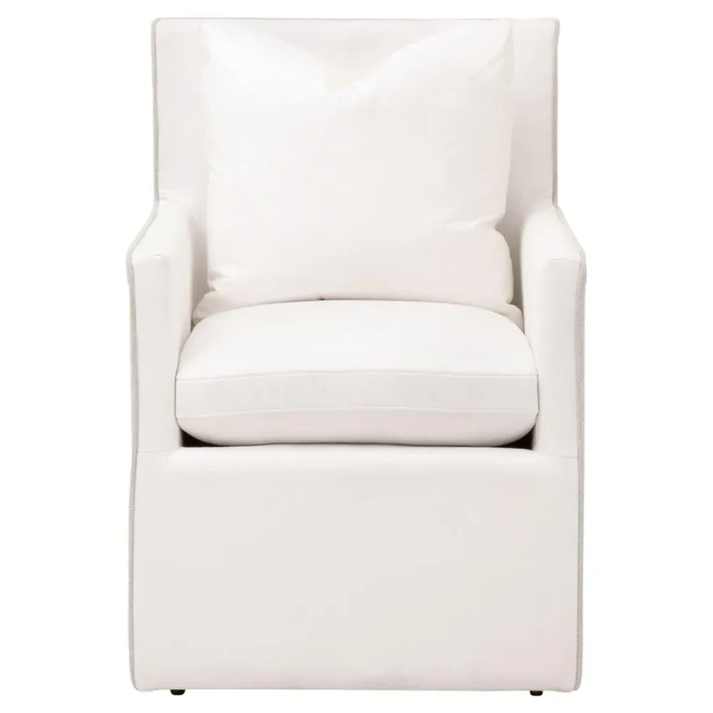 Brittany Dining Arm Chair - White, Performance Linen