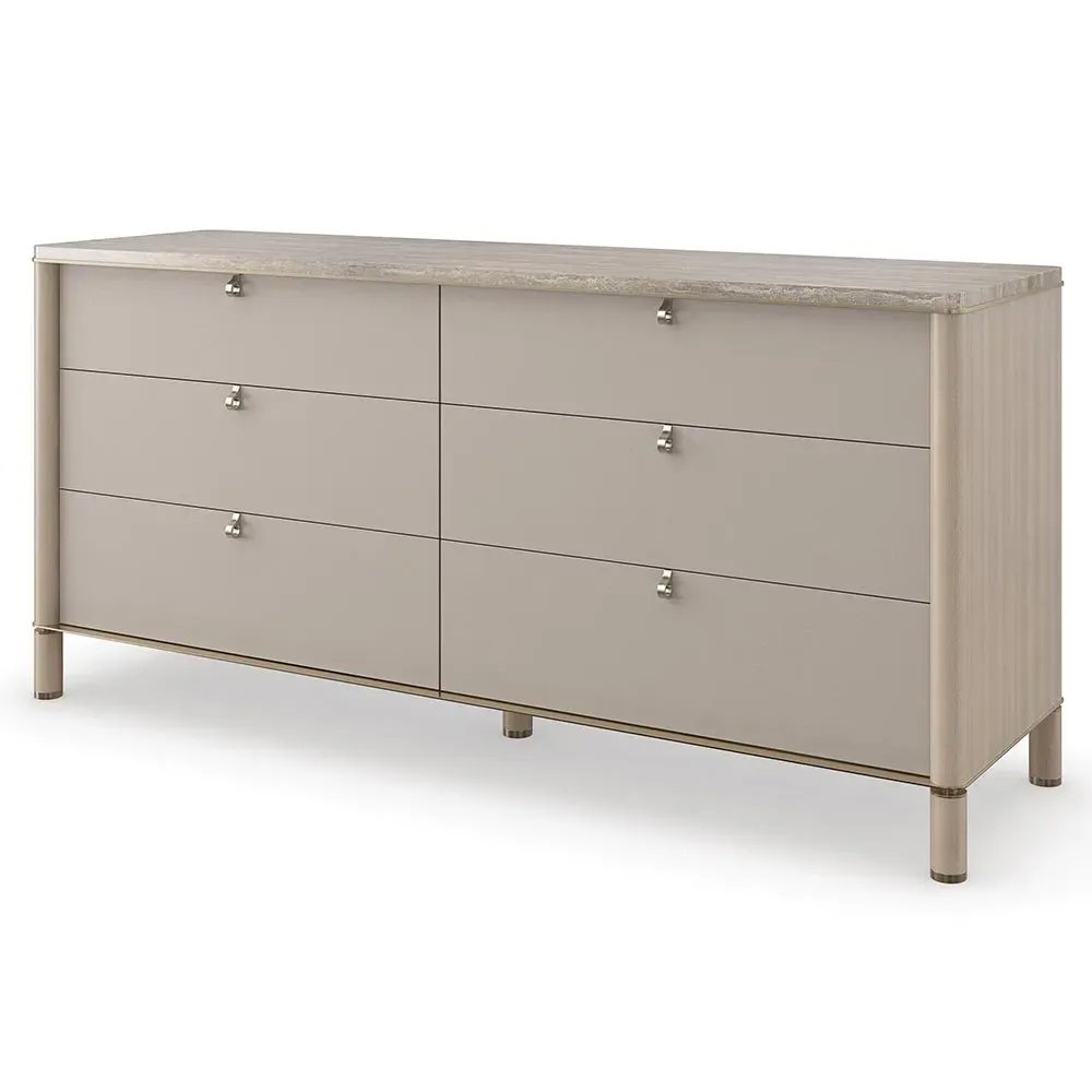 Brixton Double Dresser - Grey, Vinyl Wrapped Wood