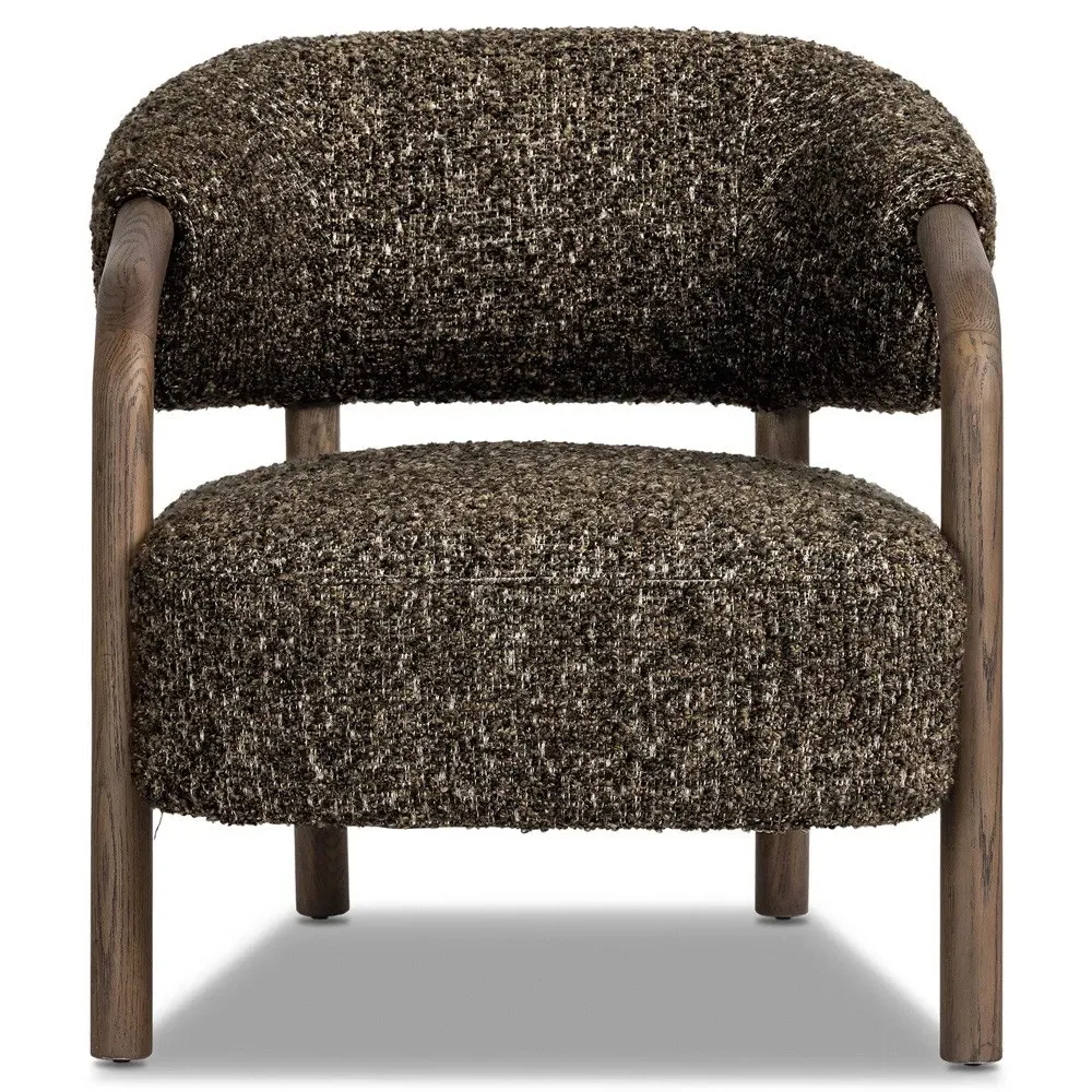 Brodie Ivan Boucle Arm Chair - Granite, Oak