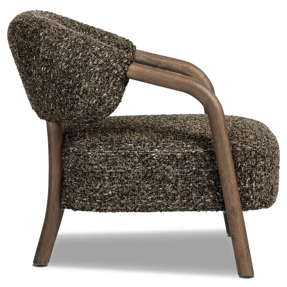 Brodie Ivan Boucle Arm Chair - Granite, Oak