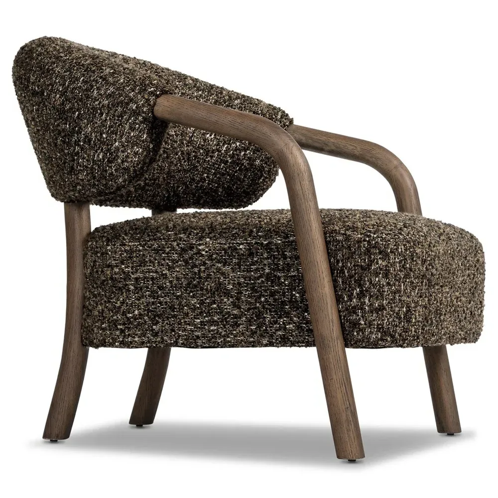 Brodie Ivan Boucle Arm Chair - Granite, Oak