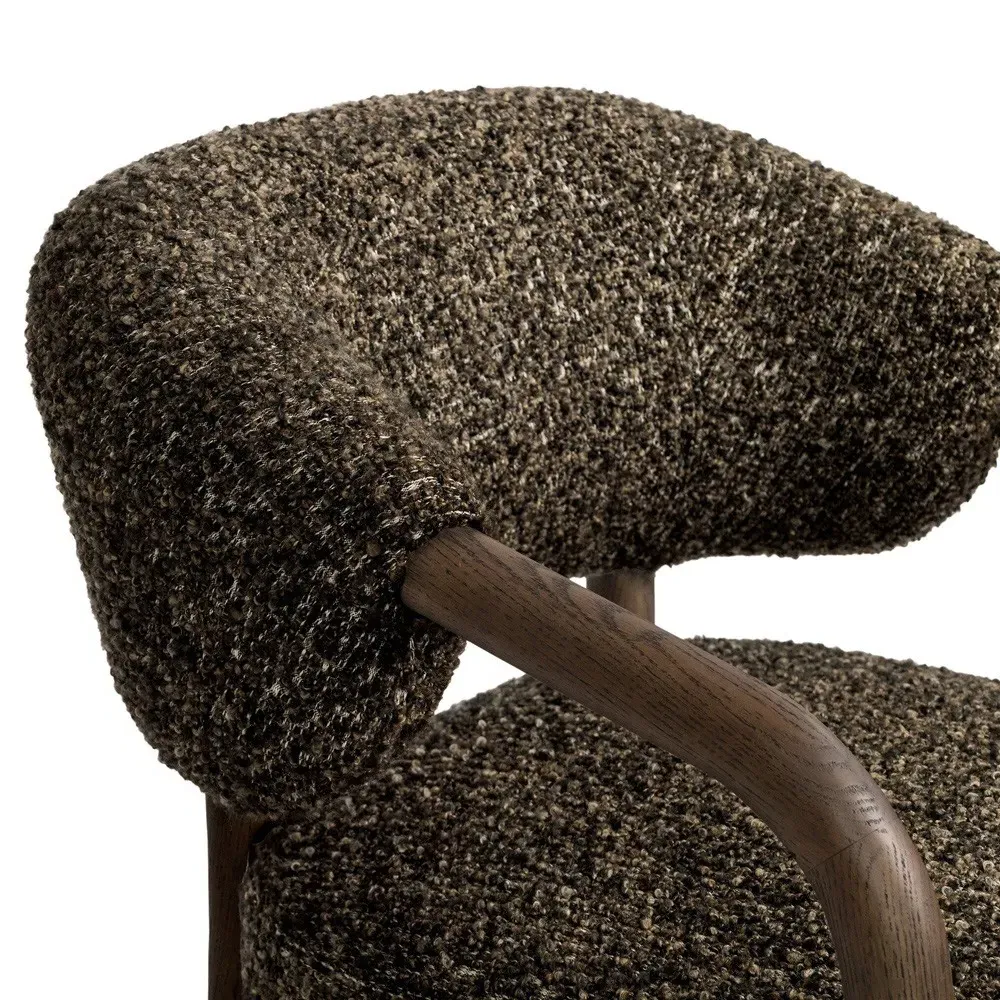 Brodie Ivan Boucle Arm Chair - Granite, Oak