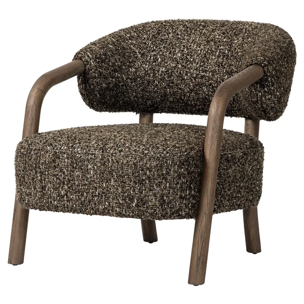 Brodie Ivan Boucle Arm Chair - Granite, Oak
