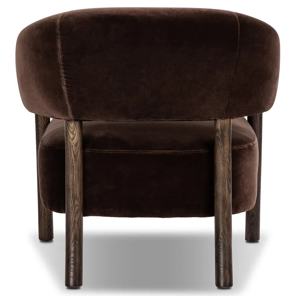 Brodie Velvet Arm Chair - Cocoa, Oak