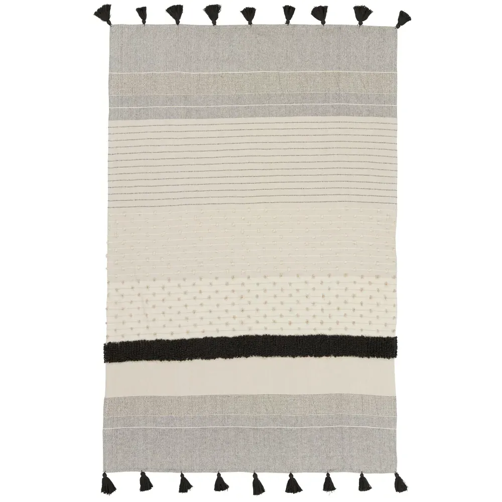 Brody Patterned Throw Blanket - Grey, Cotton