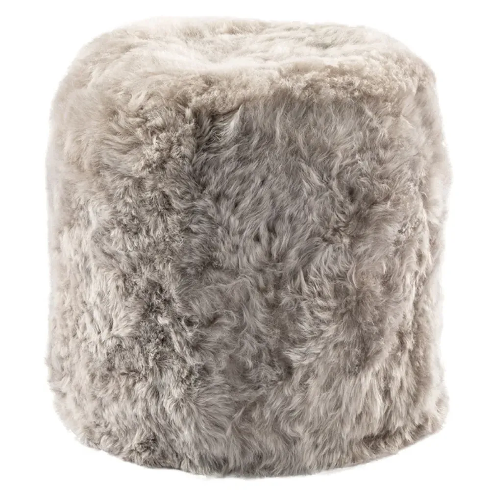 Brody Short Wool Pouf - Grey image