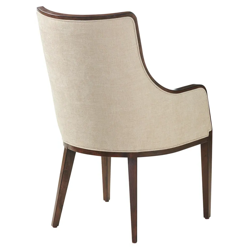 Bromley Dining Arm Chair - Off White, Walnut