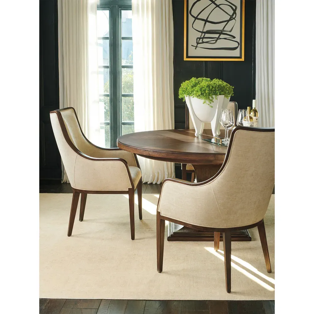 Bromley Dining Arm Chair - Off White, Walnut