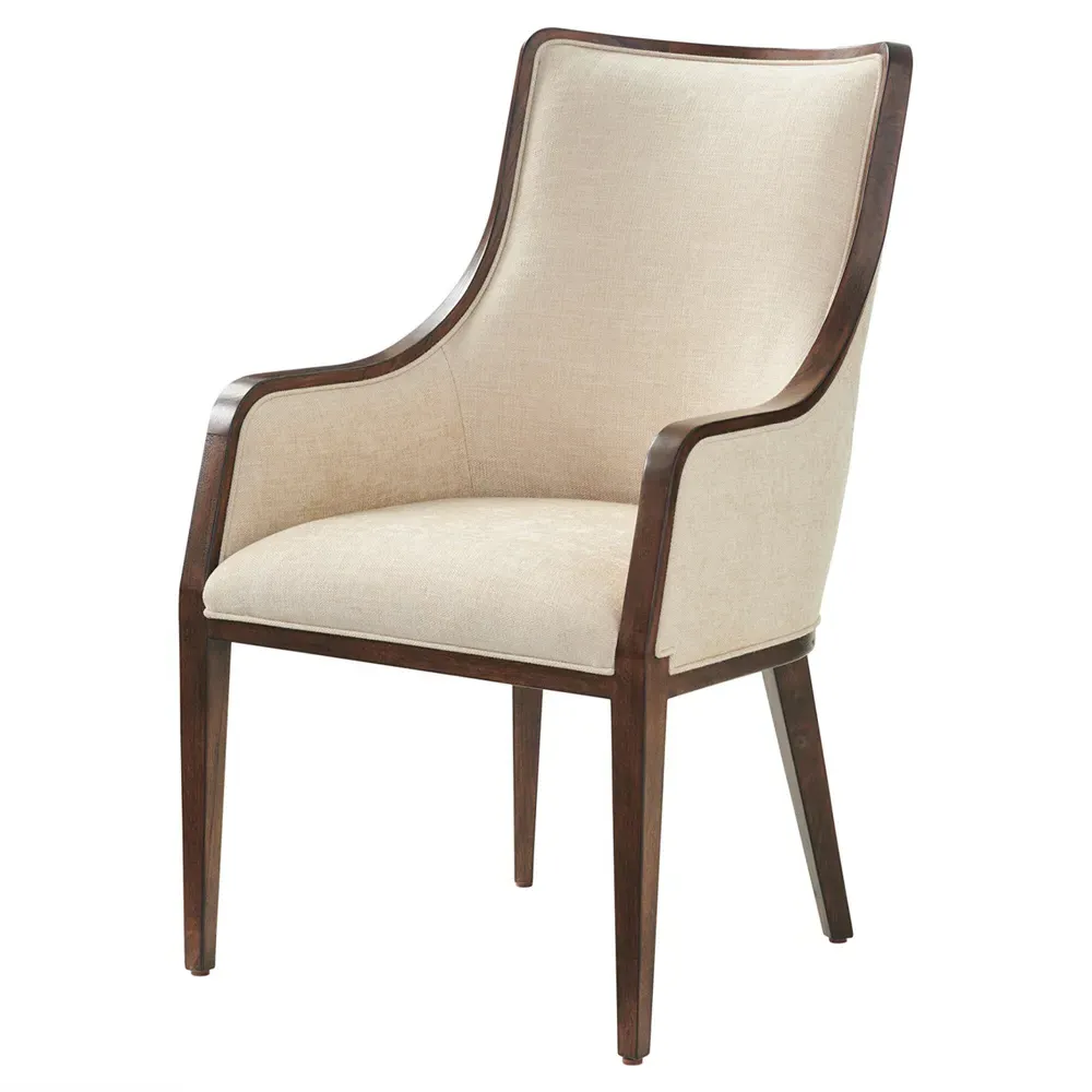 Bromley Dining Arm Chair - Off White, Walnut