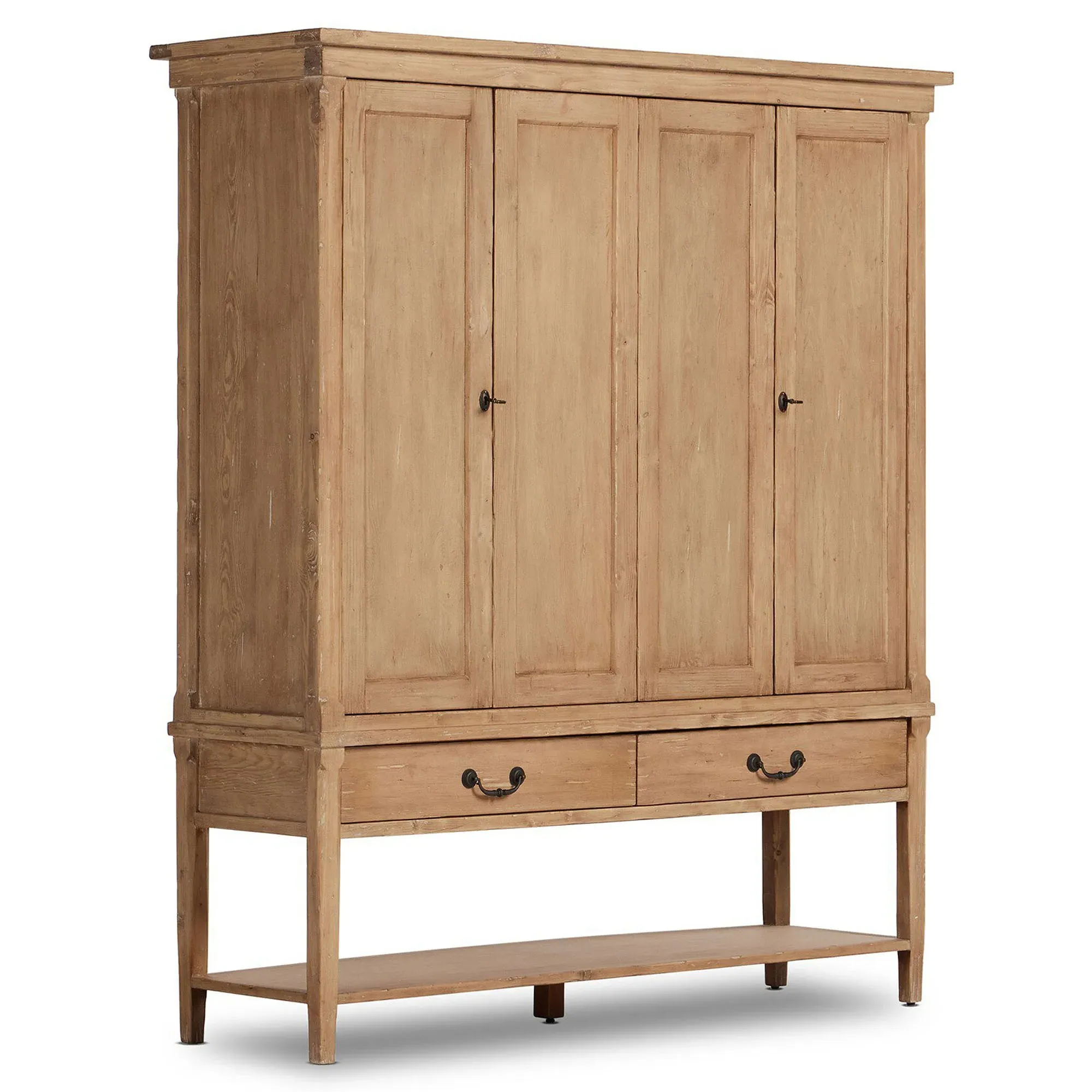 Brook Wide Cabinet - Brown, Pine Wood