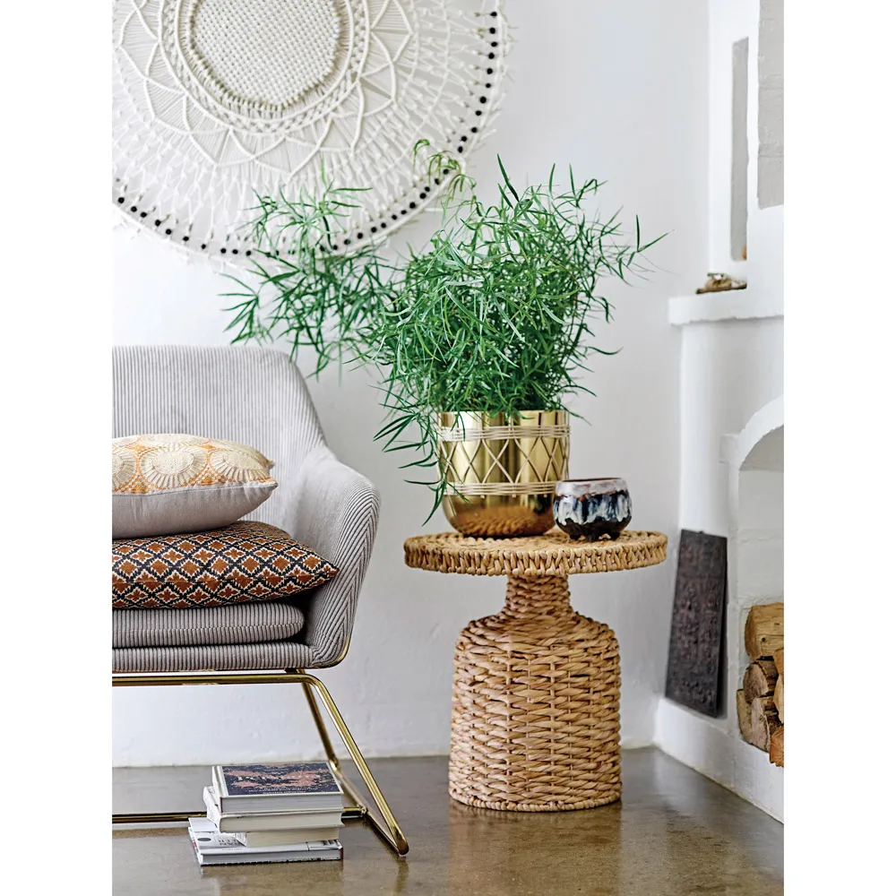 Brooke Round Side Table - Natural, Water Hyacinth