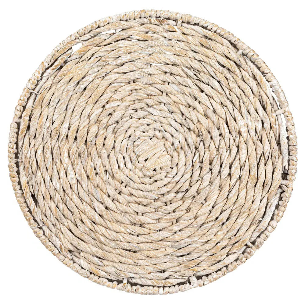 Brooke Round Side Table - Whitewashed, Water Hyacinth