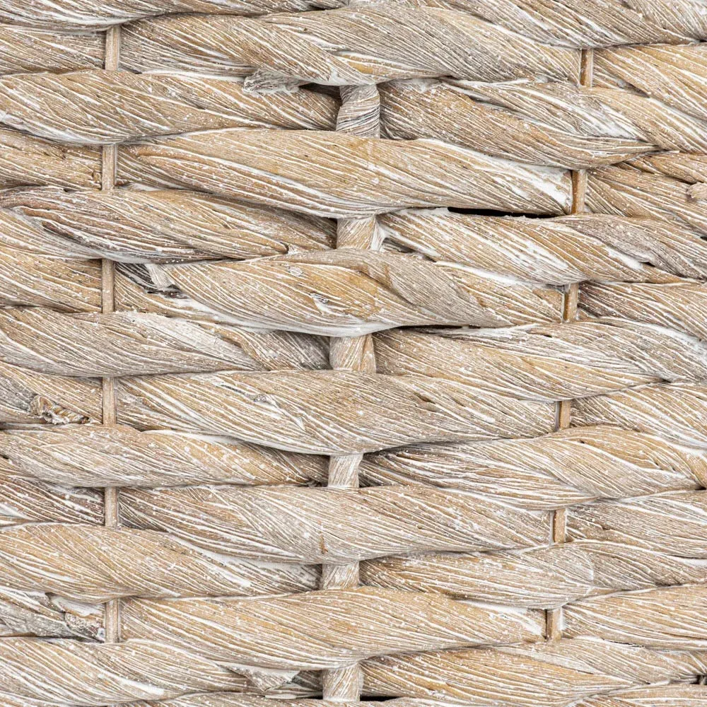 Brooke Round Side Table - Whitewashed, Water Hyacinth