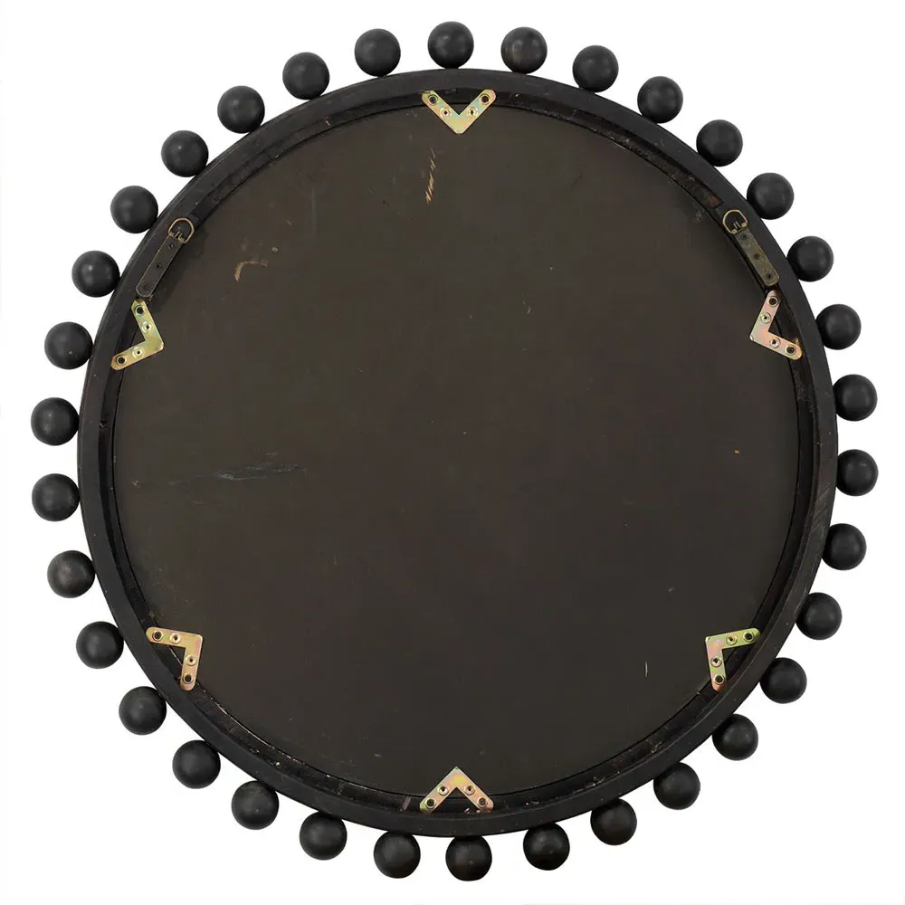 Brooke Round Wall Mirror - Black, Fir Wood