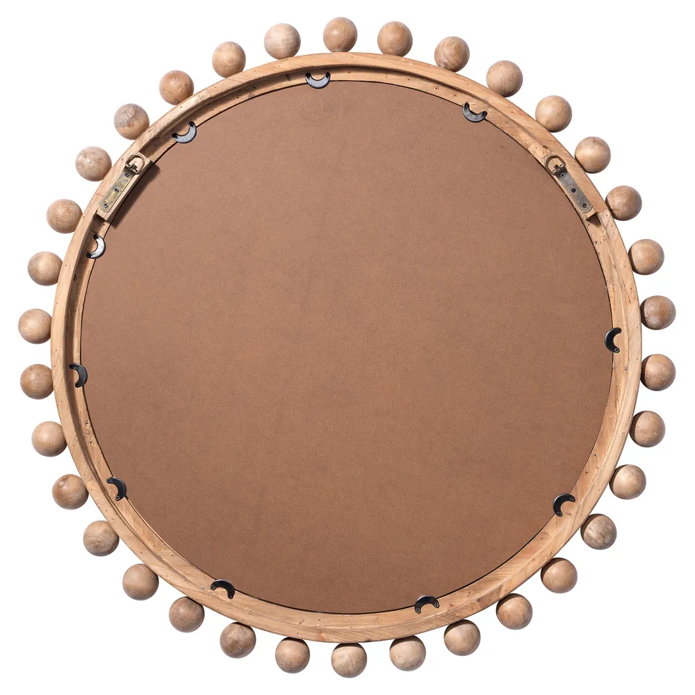 Brooke Round Wall Mirror - Natural, Fir Wood