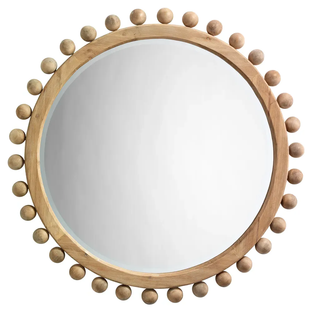 Brooke Round Wall Mirror - Natural, Fir Wood