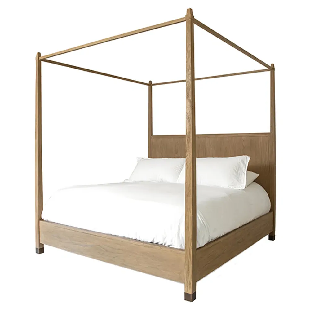 Brooklyn Cal King Canopy Bed - Natural, Teak Wood