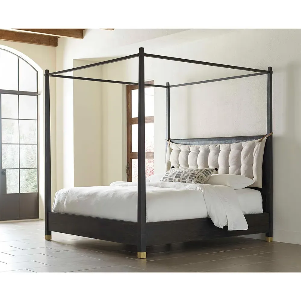 Brooklyn Queen Canopy Bed - Dark Brown, Teak Wood