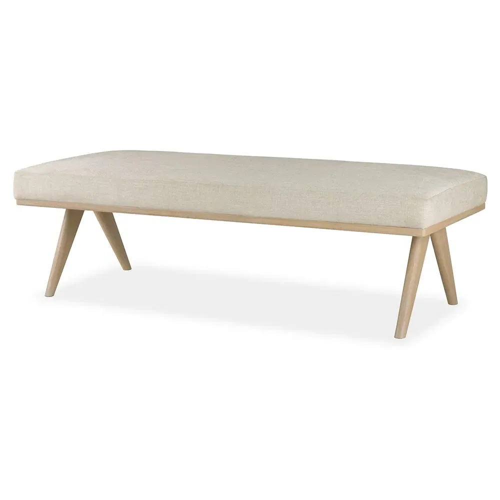 Brooks Coastal Beach Bedroom Bench - Beige, Teak