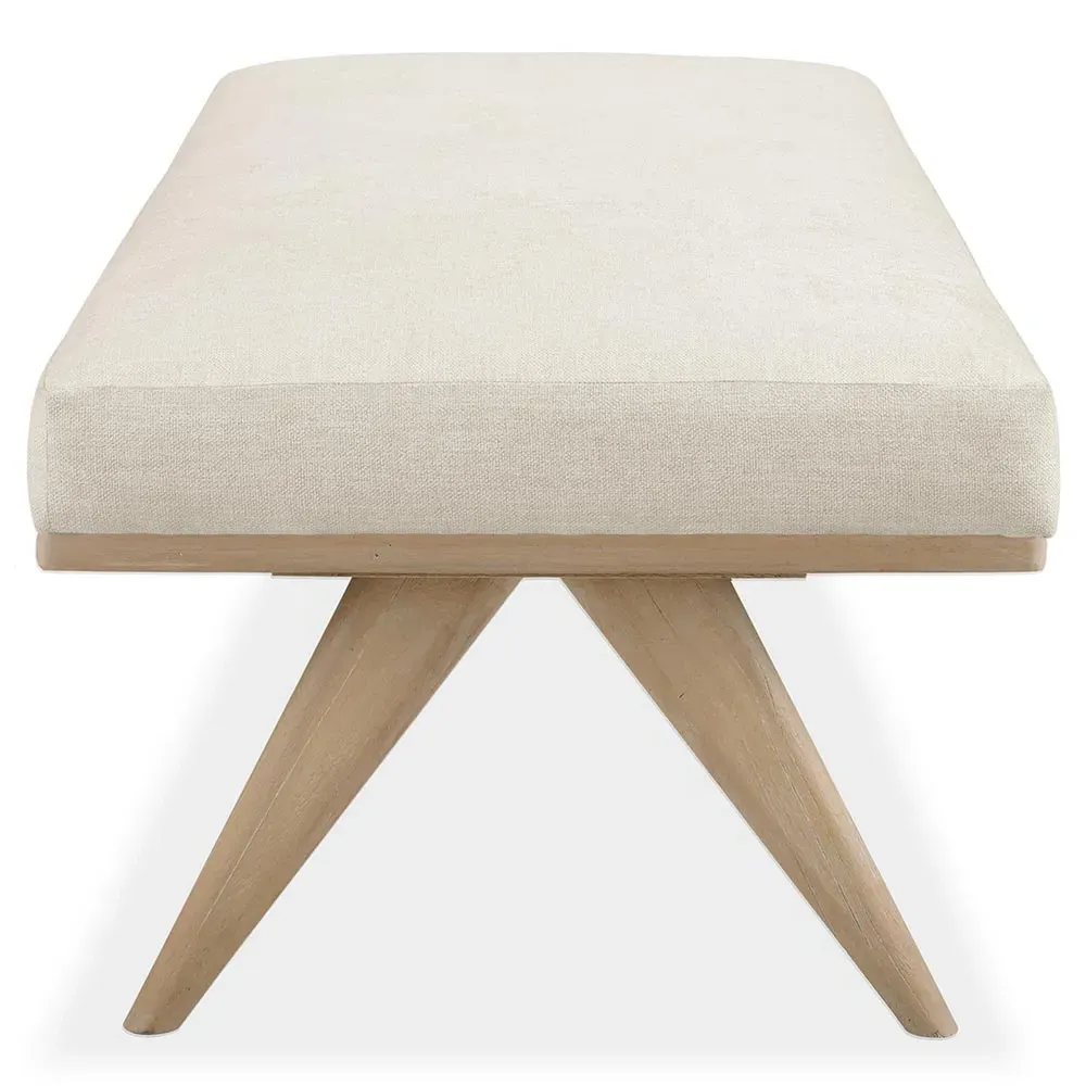 Brooks Coastal Beach Bedroom Bench - Beige, Teak