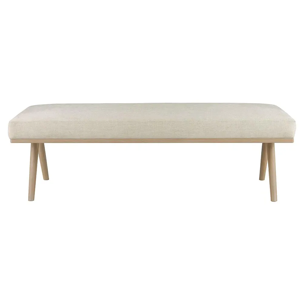 Brooks Coastal Beach Bedroom Bench - Beige, Teak
