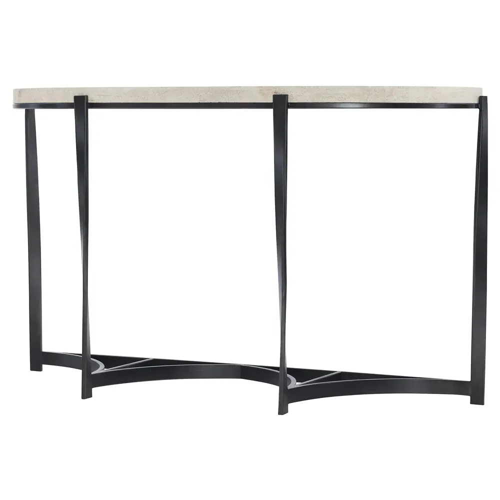 Brooks Demilune Console Table - Beige, Stone