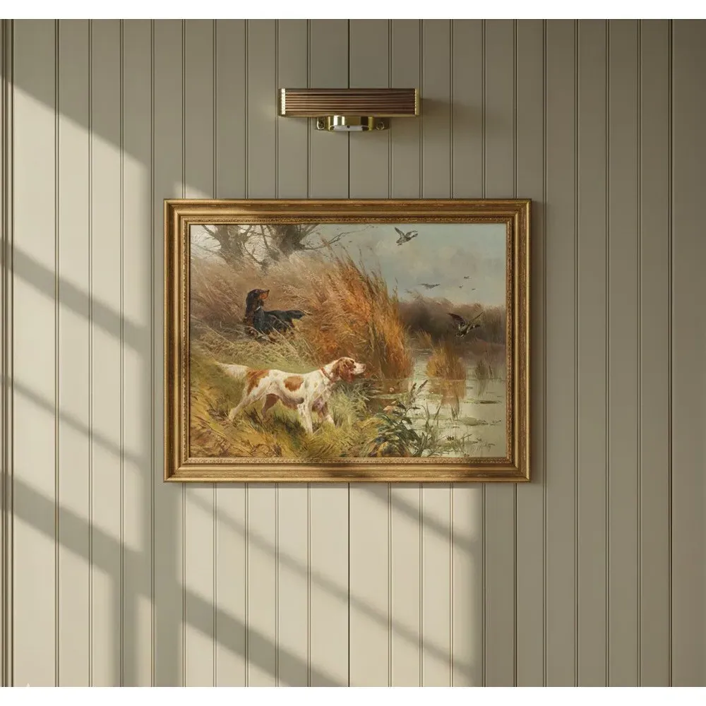 Brooks Hunting Dog Gold Frame Painting - Brown