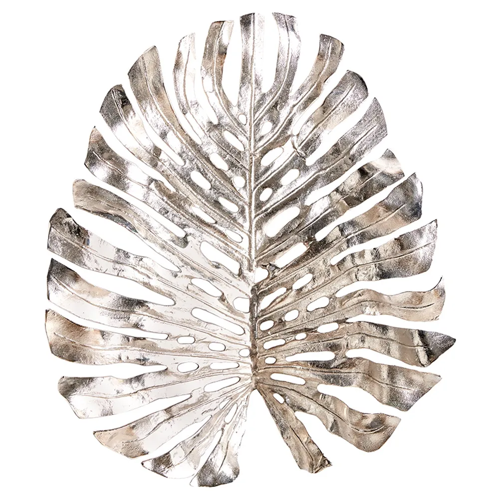 Brooks Large Monstera Wall Sculpture - Silver, Aluminum