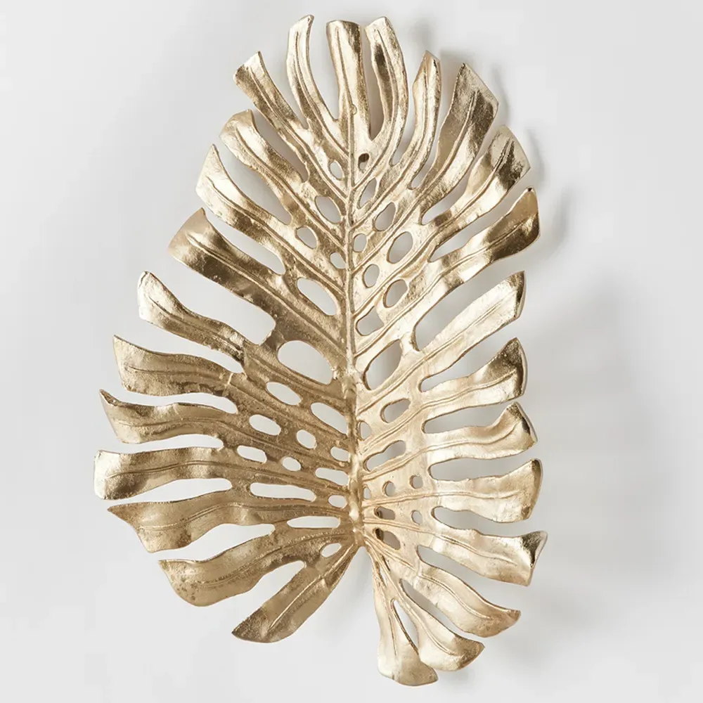 Brooks Small Monstera Wall Sculpture - Gold, Aluminum