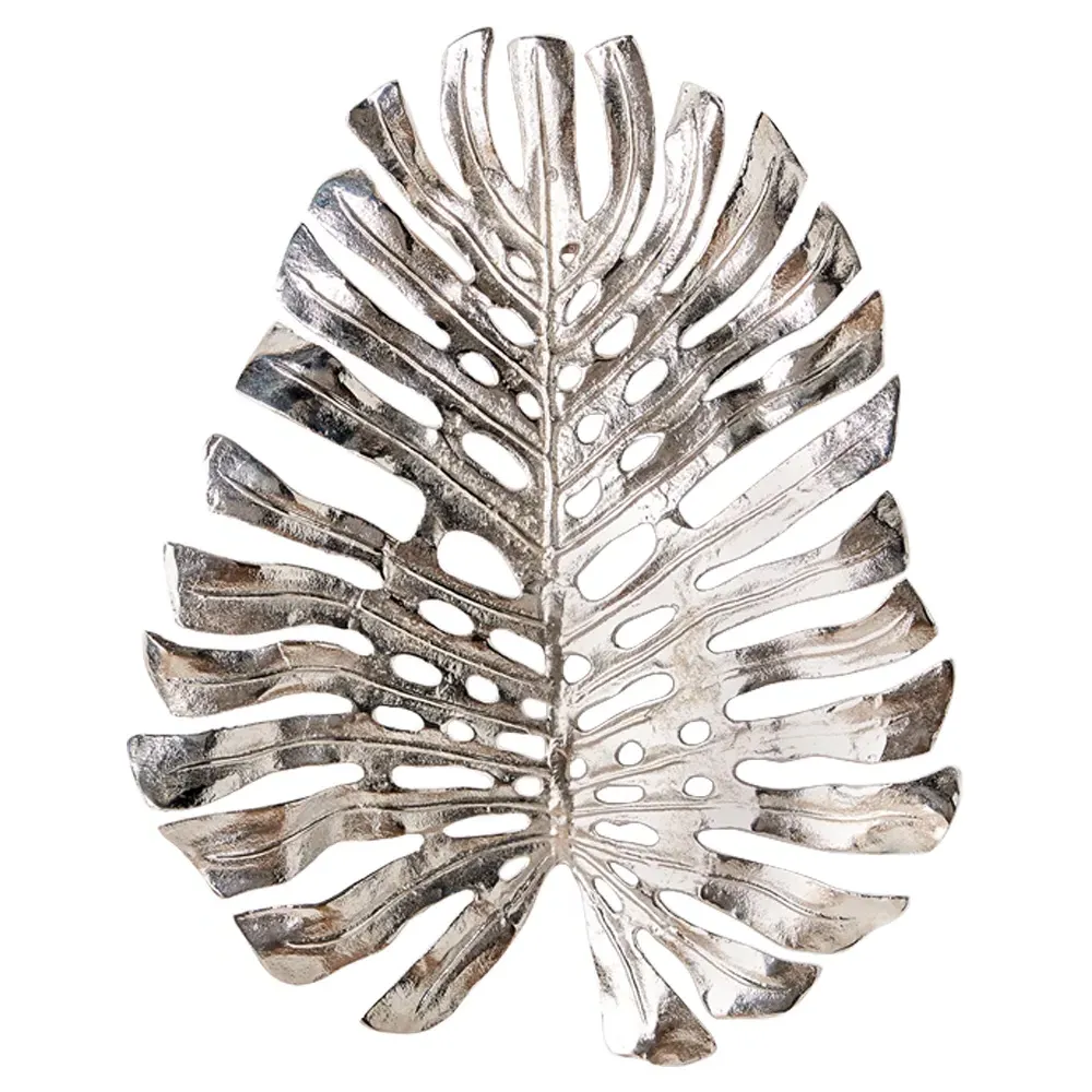 Brooks Small Monstera Wall Sculpture - Silver, Aluminum