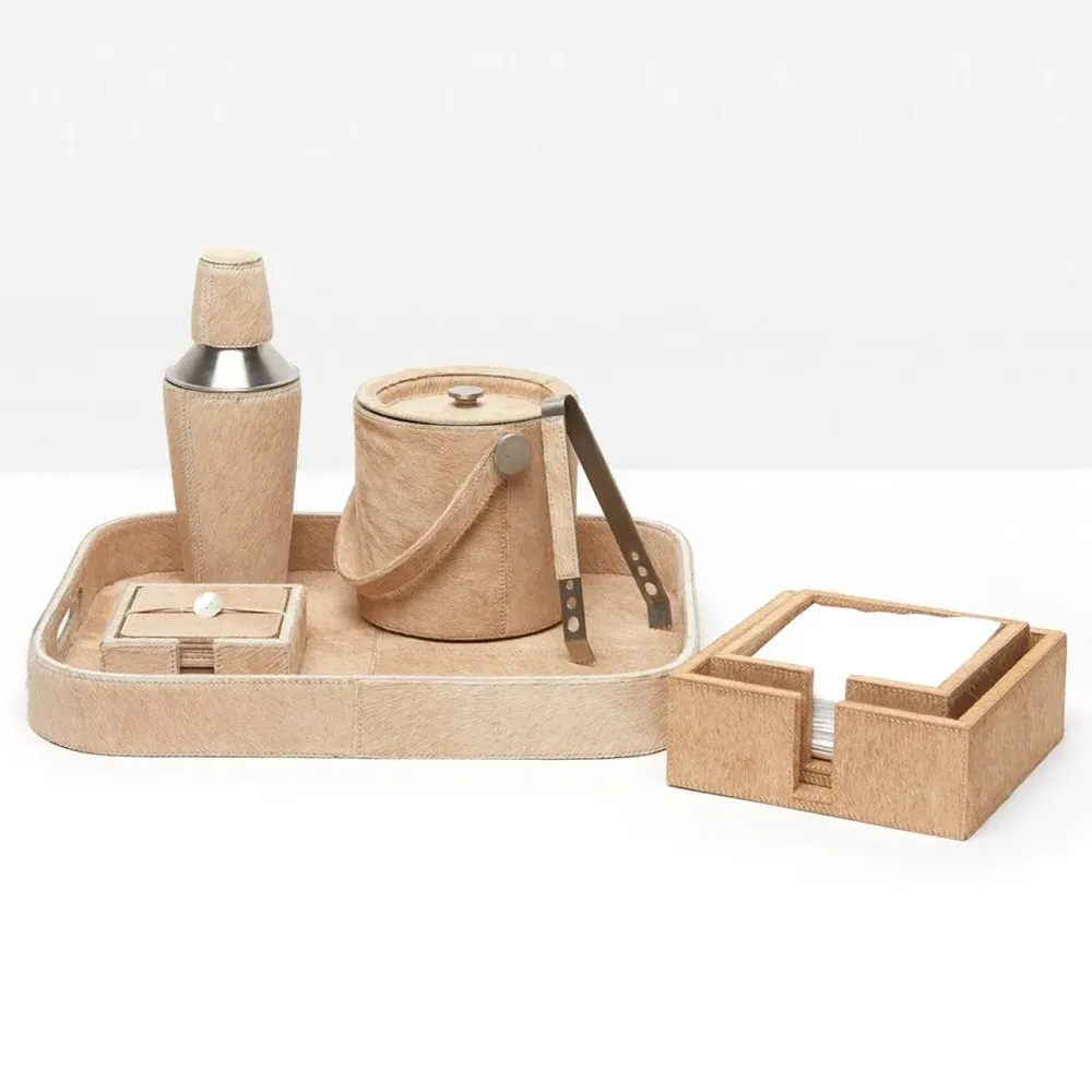 Browmley Rectangular Tray - Beige, Hair on Hide