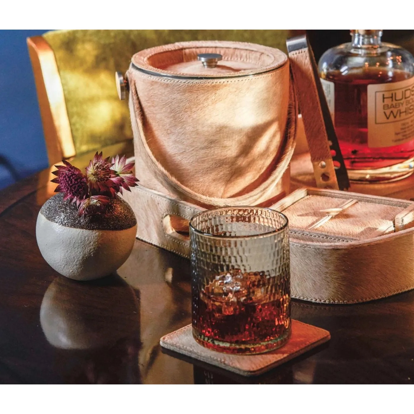 Browmley Rectangular Tray - Beige, Hair on Hide