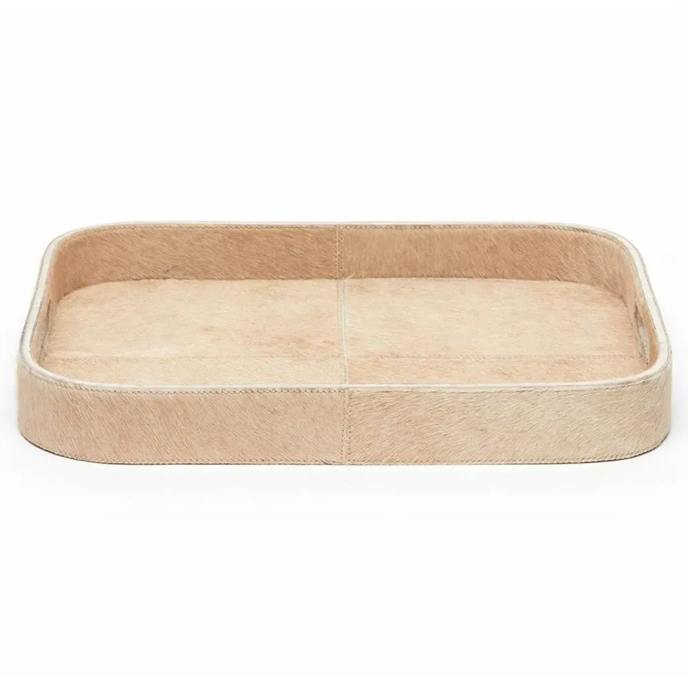 Browmley Rectangular Tray - Beige, Hair on Hide image