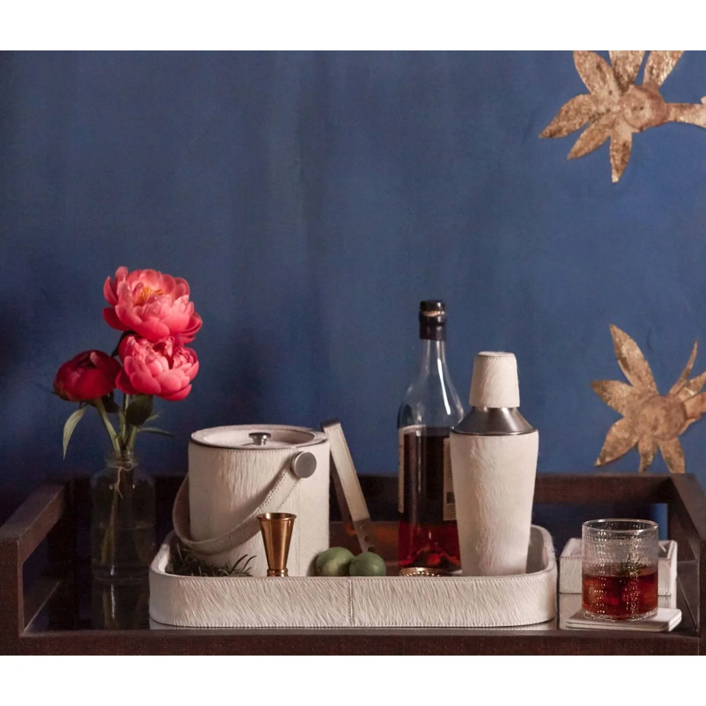 Browmley Rectangular Tray - White, Hair on Hide