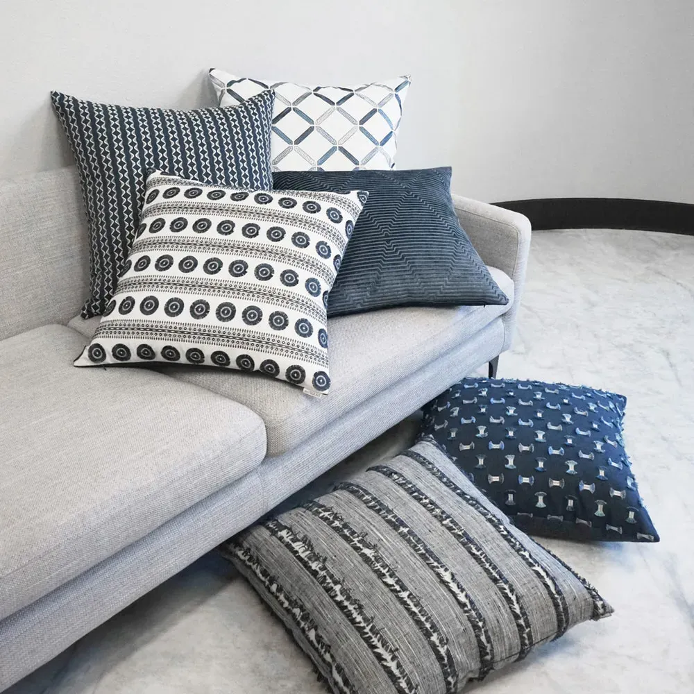 Bruna Textured Feather Down Throw Pillow - Blue