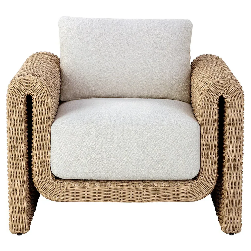 Brunton Outdoor Lounge Chair - Cream, Rattan