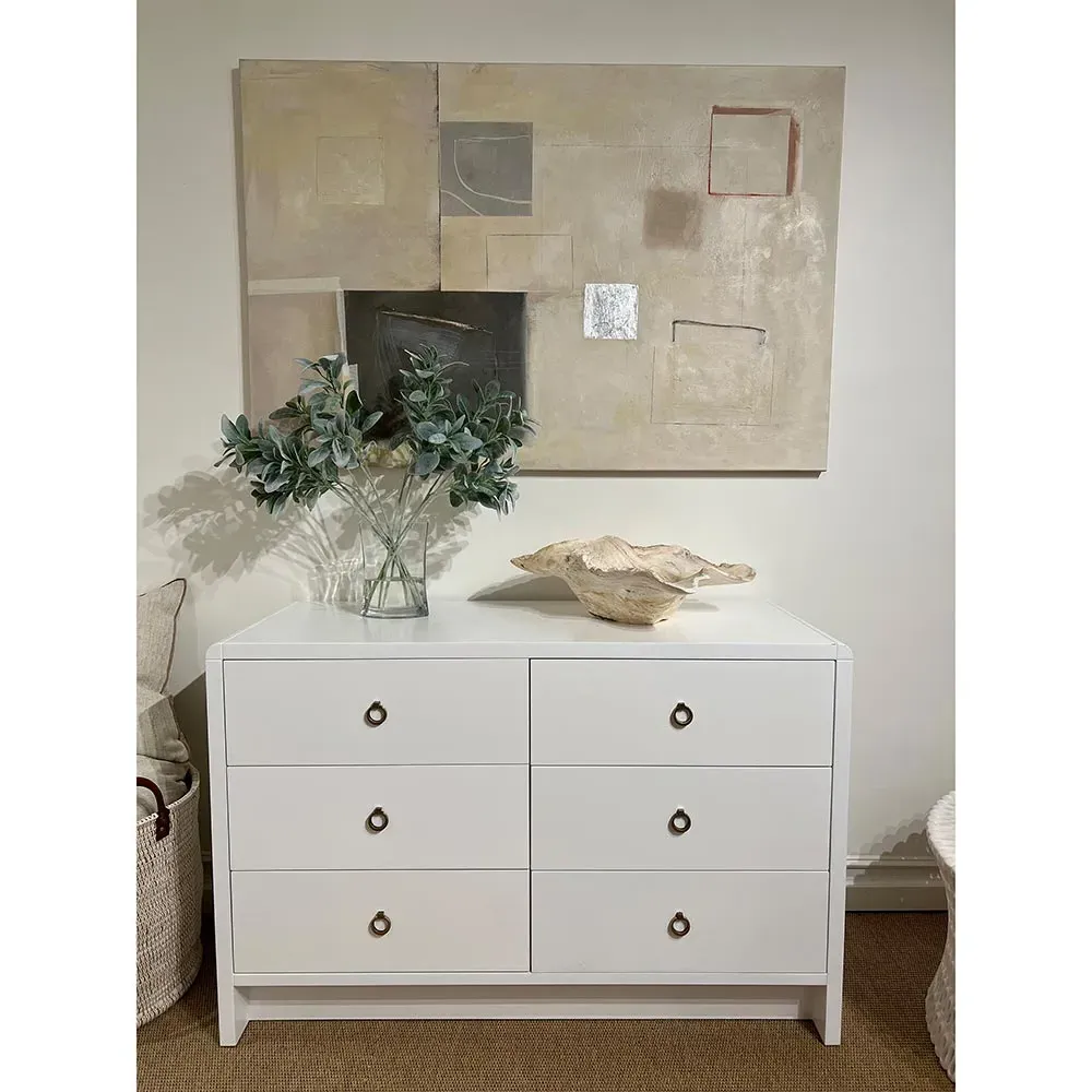 Bryant Double Dresser - White, Lacquered Linen