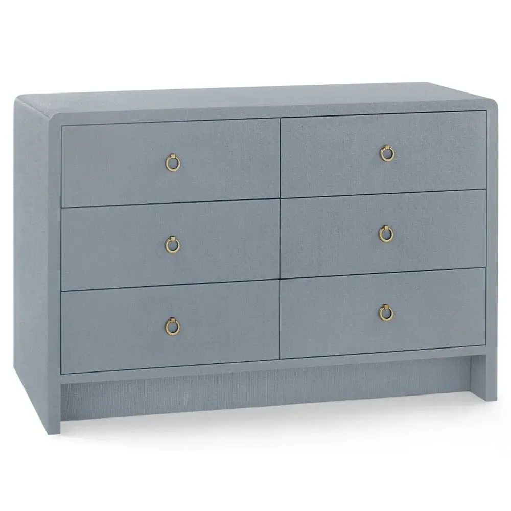 Bryant Double Dresser with Drawers - Grey, Lacquered Linen